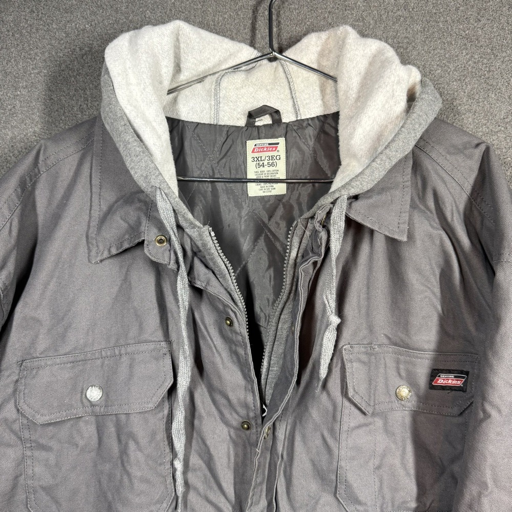 Dickies Hooded Jacket Full Zip Canvas Quilted Lined Work 3XL